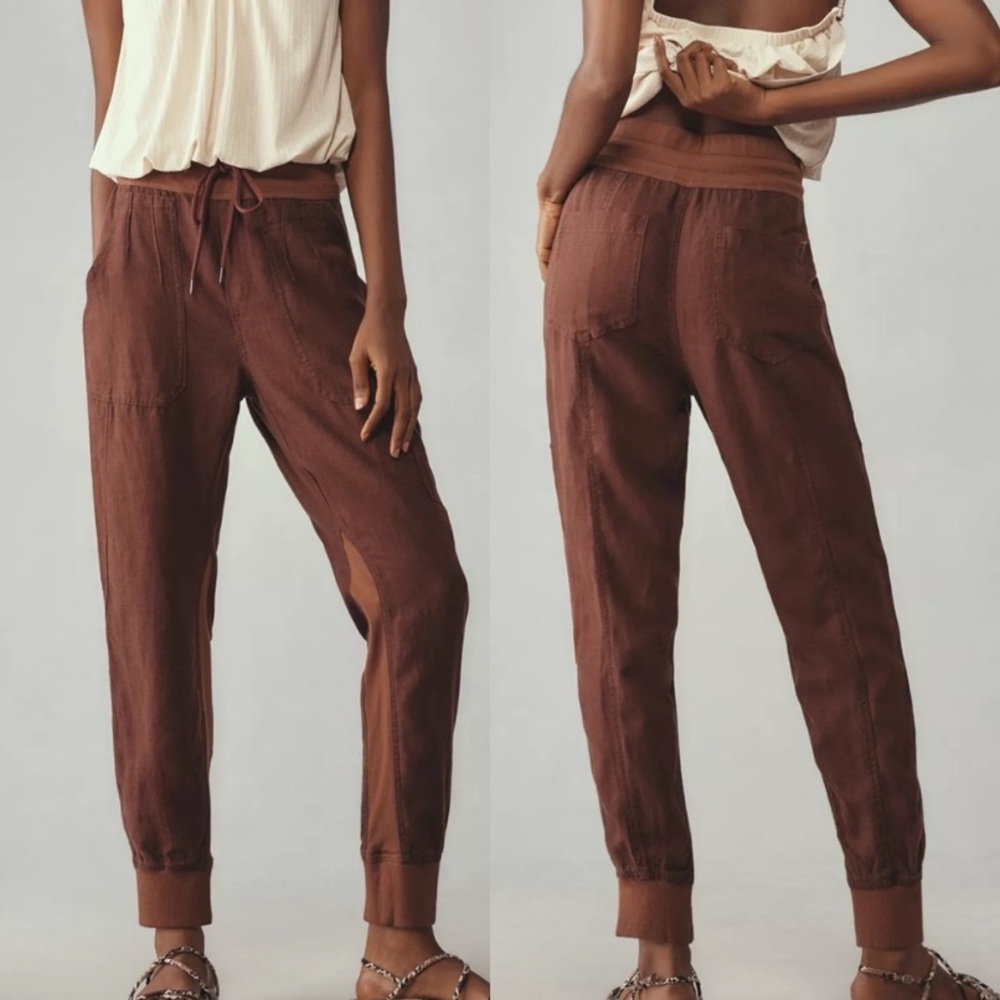 Anthropologie The Nomad Joggers Pants Brown Tan Pull-on Comfy Travel Size Small